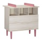 COMMODE 2 TIROIRS 3 NICHES OPALINE ROSE