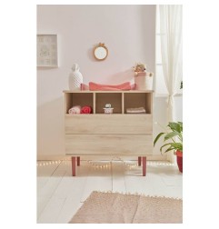 COMMODE 2 TIROIRS 3 NICHES OPALINE ROSE