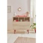 COMMODE 2 TIROIRS 3 NICHES OPALINE ROSE