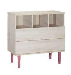 COMMODE 2 TIROIRS 3 NICHES OPALINE ROSE