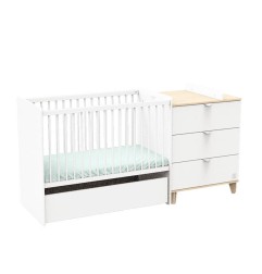 LIT COMBINE 120X60 EVOLUTIF EN 90X190 3 TIROIRS BLANCS