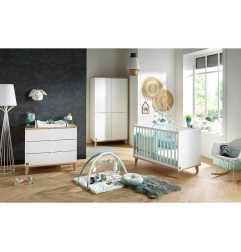 ARMOIRE 4 PORTES BLANCHES, 2 PORTES DU HAUT AVEC POUSSE-LACHE