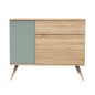 COMMODE 3 TIROIRS, 1 PORTE, SAUGE