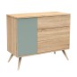COMMODE 3 TIROIRS, 1 PORTE, SAUGE