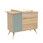 COMMODE 3 TIROIRS, 1 PORTE, SAUGE