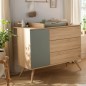 COMMODE 3 TIROIRS, 1 PORTE, SAUGE