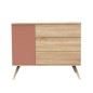 COMMODE 3 TIROIRS, 1 PORTE, TERRACOTTA