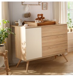 COMMODE 3 TIROIRS, 1 PORTE, CREME