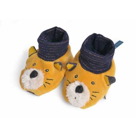 CHAUSSONS CHAT MOUTARDE LULU LES MOUSTACHES