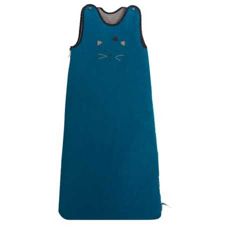 GIGOTEUSE 6-24 MOIS (TOG 3) EN LIN ET COTON BLEU, AVEC BRODERIES DELICATES FORM