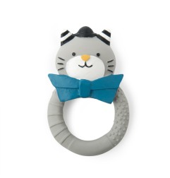 ANNEAU CAOUTCHOUC NATUREL CHAT GRIS LES MOUSTACHES