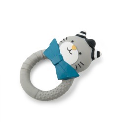 ANNEAU CAOUTCHOUC NATUREL CHAT GRIS LES MOUSTACHES