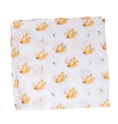 SET DE 3 LANGES IMPRIMES (RENARDS/BALEINES/PLUMES) LE VOYAGE D'OLGA