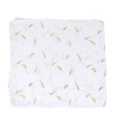 SET DE 3 LANGES IMPRIMES (RENARDS/BALEINES/PLUMES) LE VOYAGE D'OLGA