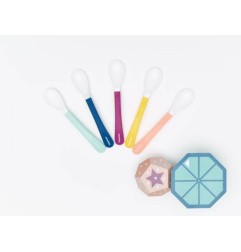 CUILLERES MULTICOLORES 2EME AGE - LOT DE 5