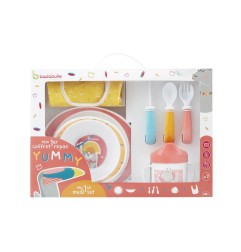 COFFRET REPAS - YUMMY CORAIL (1 BAVOIR, 1 TASSE A BEC, COUVERTS, 1 ASSIETTE