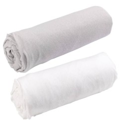 2 DRAPS-HOUSSES JERSEY 60X120 CM BLANC GRIS
