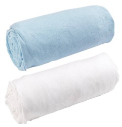 LOT DE 2 DRAPS HOUSSE JERSEY 130G/M² 60X120 BLAN