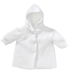 VESTE A CAPUCHE MAILLE BLANC NAISSANCE