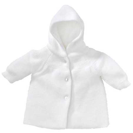 VESTE A CAPUCHE MAILLE BLANC NAISSANCE