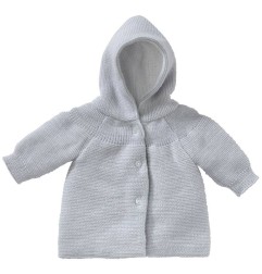 VESTE A CAPUCHE MAILLE GRIS NAISSANCE