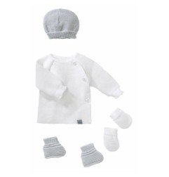 LOT MATERNITE MAILLE BLANC ET GRIS NAISSANCE