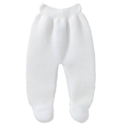 PANTALON AVEC PIEDS MAILLE BLANC NAISSANCE