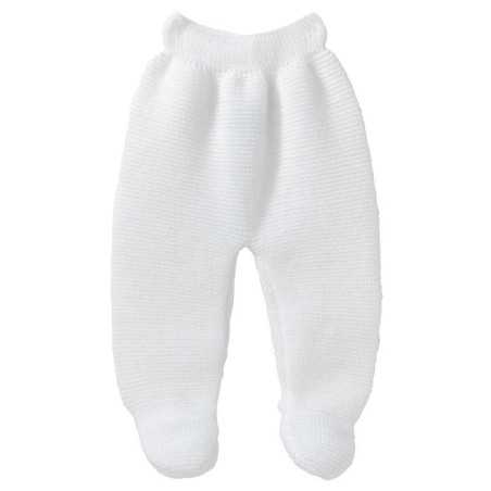 PANTALON AVEC PIEDS MAILLE BLANC NAISSANCE