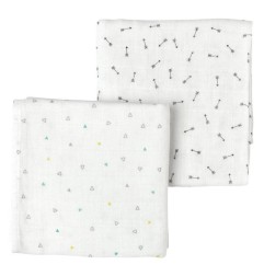 LOT 2 LANGES COTON TRIANGLES ET FLECHES