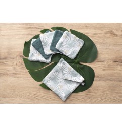 5 LINGETTES LAVABLES 10X10 CM + POCHETTE ASSORTIE