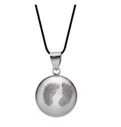 BOLA BABY FEET, BLACK RHODIUM/POUDRE DE DIAMANT, AVEC CORDON NOIR