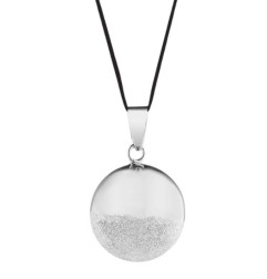BOLA SPHERE, RHODIUM/POUDRE DE DIAMANT, AVEC CORDON NOIR