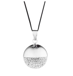 BOLA SPHERE CHIC, RHODIUM/CRISTAUX SWAROVSKI, AVEC CORDON NOIR