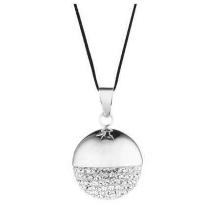 BOLA SPHERE CHIC, RHODIUM/CRISTAUX SWAROVSKI, AVEC CORDON NOIR