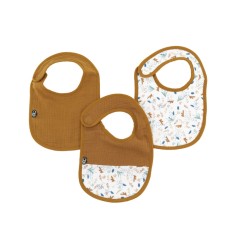 LOT X3 BAVOIRS MOUSSELINE 6-12 MOIS CARAMEL IMPR AFDL