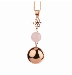 BIJOU GROSSESSE BOLA - DESIGN OR ROSE AVEC PENDANT FLEUR ET PERLE ROSEE