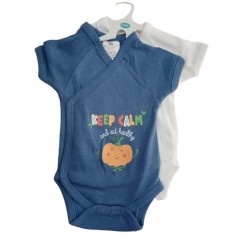 2 BODYS NAISS CROIZE MC 0-3M VERT/BLEU