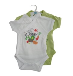 2 BODYS NAISS CROIZE MC 0-3M VERT/BLEU