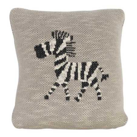 COUSSIN 30X30 EN TRICOT ZEBRE
