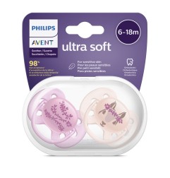 LOT DE 2 - SUCETTE ULTRA DOUCE - 6/18 MOIS - ECUREUIL/FLEURS