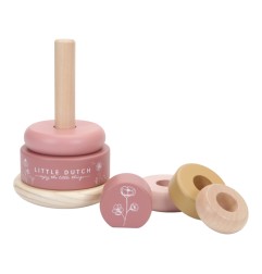 LD PYRAMIDE ANNEAUX EN BOIS - PINK FLOWERS