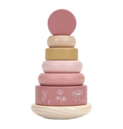 LD PYRAMIDE ANNEAUX EN BOIS - PINK FLOWERS