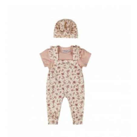 Salopette+haut+bonnet fleuri 1M