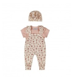Salopette+haut+bonnet fleuri 6M