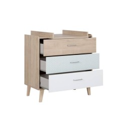 ZELIE BOIS BLANC IMPRIME COMMODE 3 TIROI