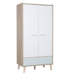 ZELIE BOIS BLANC IMPRIME ARMOIRE 2 PORTES