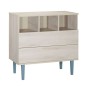 COMMODE 2 TIROIRS 3 NICHES OPALINE BLEU