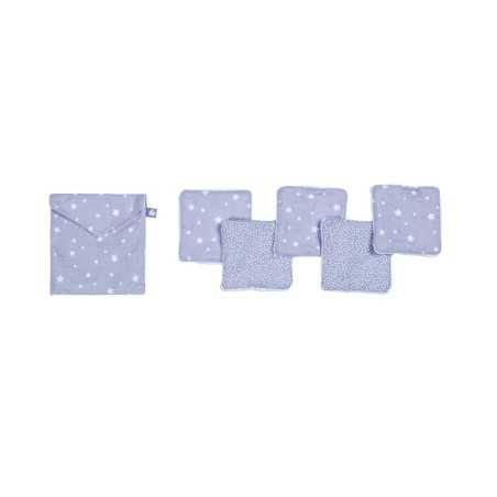 5 LINGETTES LAVABLES 10X10 CM + POCHETTE ASSORTIE