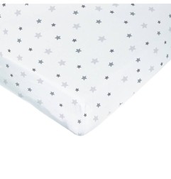 DRAP-HOUSSE JERSEY 70X140 CM STAR GRIS