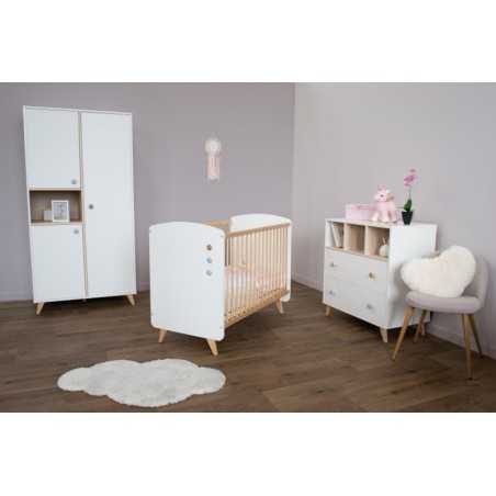 ENSEMBLE LIT 60X120 + COMMODE + PLAN A LANGER + ARMOIRE SENJA
